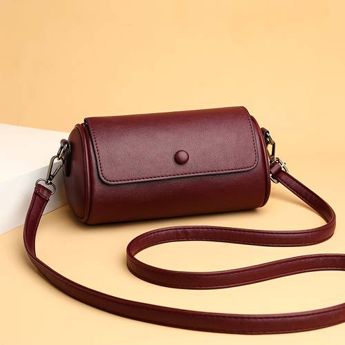 new small crossbody bag womens trendy versatile cylinder shoulder bag vintage boston solid color simple handbags