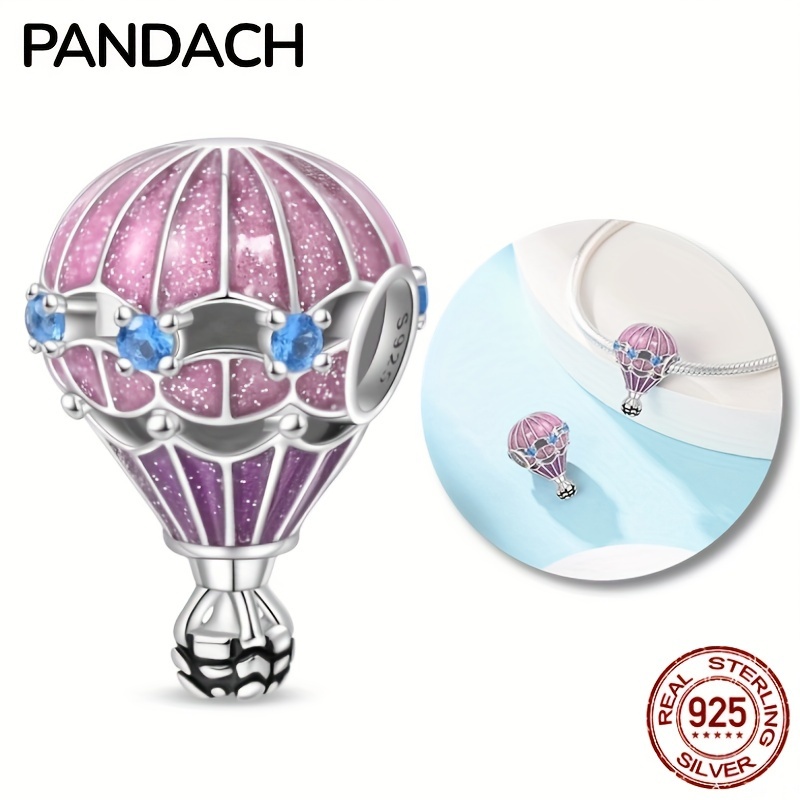 

Reach New Heights-sparkling Hot Air Balloon Dangle Charm Perfect For Diy Jewelry Making 925 Sterling Silver Pendant