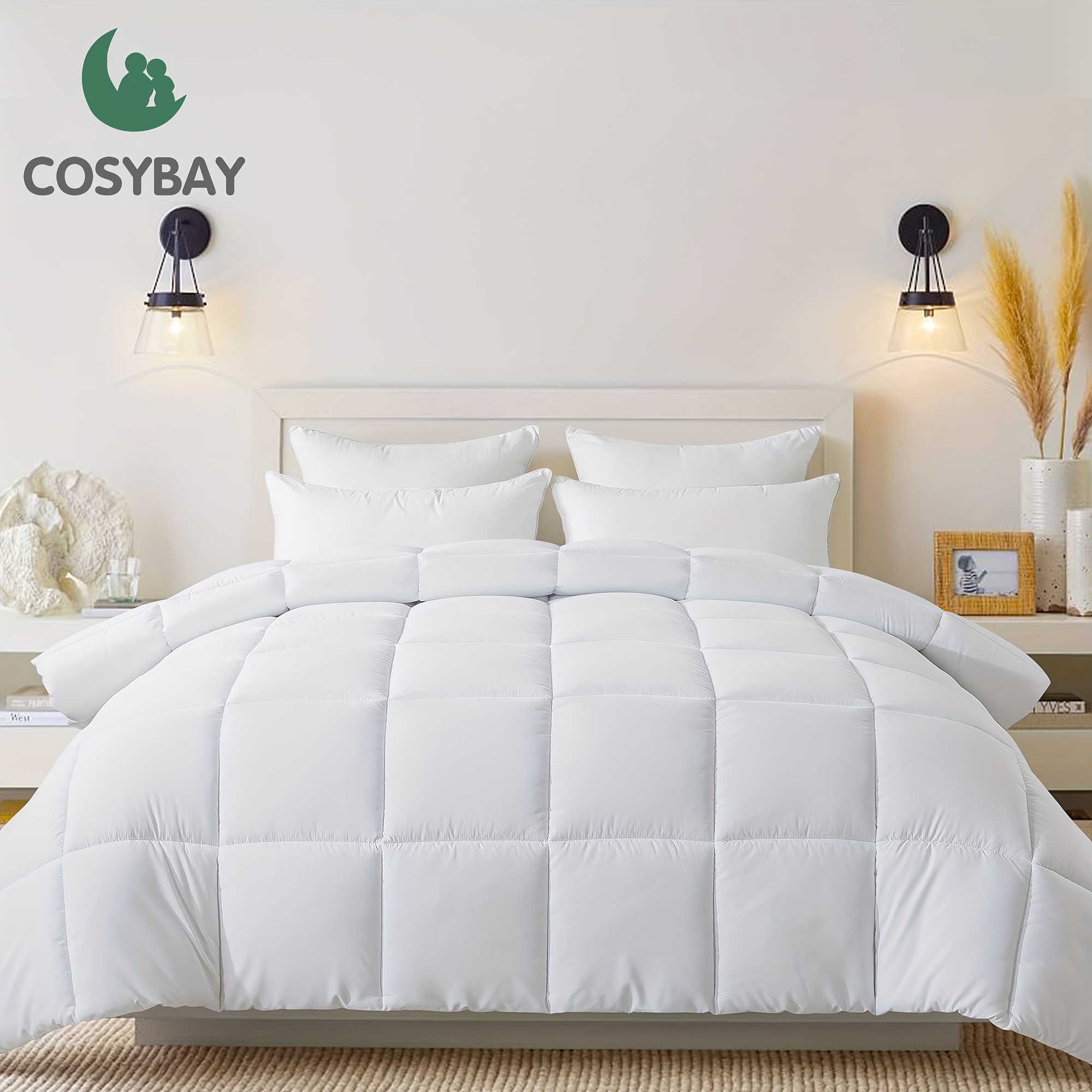 

Cosybay Down Alternative Comforter (white, Full) - All Season Soft Quilted Full Size Bed Comforter - Duvet Insert With Corner Tabs - Winter Summer Warm Fluffy, 82x86 Inches