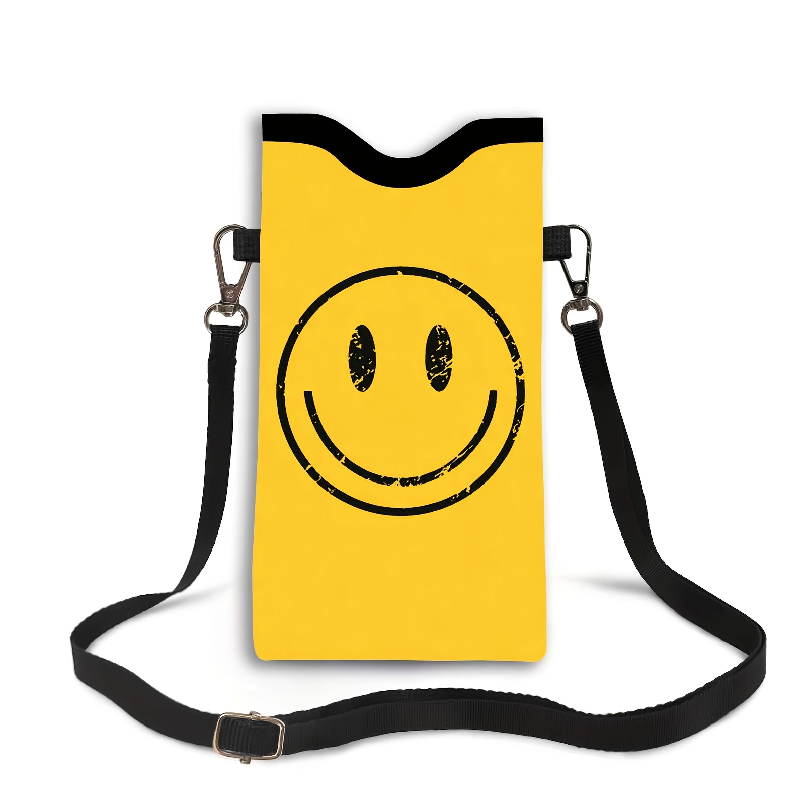 TEMU Phone Pouch With Adjustable Lanyard, 2d Flat Print Art, , Yellow And Black, Holiday Gift, Fashionable Accessory For Shopping, Camping, Travel,