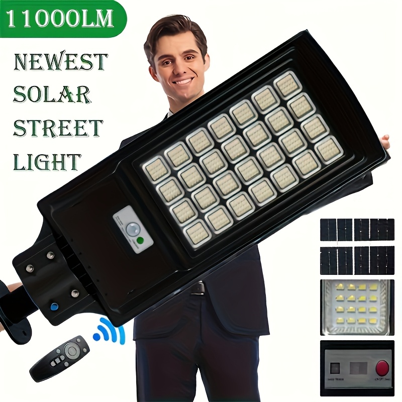 

Solar Street Light 18000lm - Security Light With Motion Sensor, Remote Control, And Light Pole, Ideal For Garden, Path, Outdoor Lighting