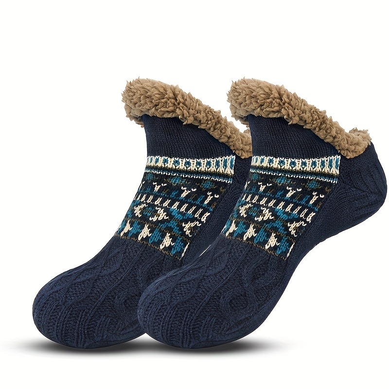 E-shop Ein Paar warme Wintersocken für Herren, Schlafsocken, gefütterte verdickte Hausschuhsocken