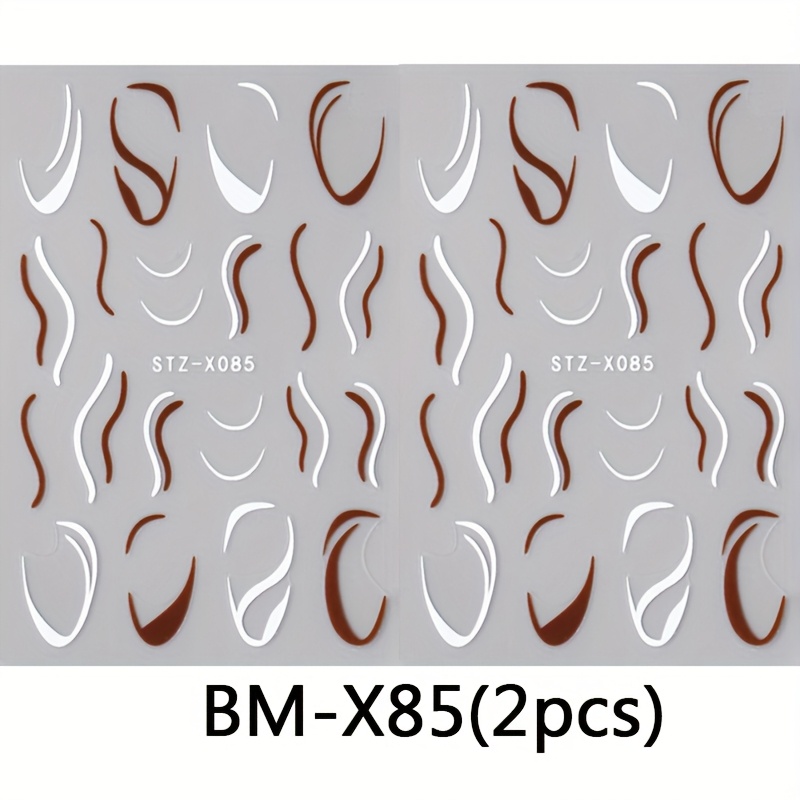 2pcs Nail Stickers, Autumn Winter Brown White Self-adhesive Disposable Nail Stickers