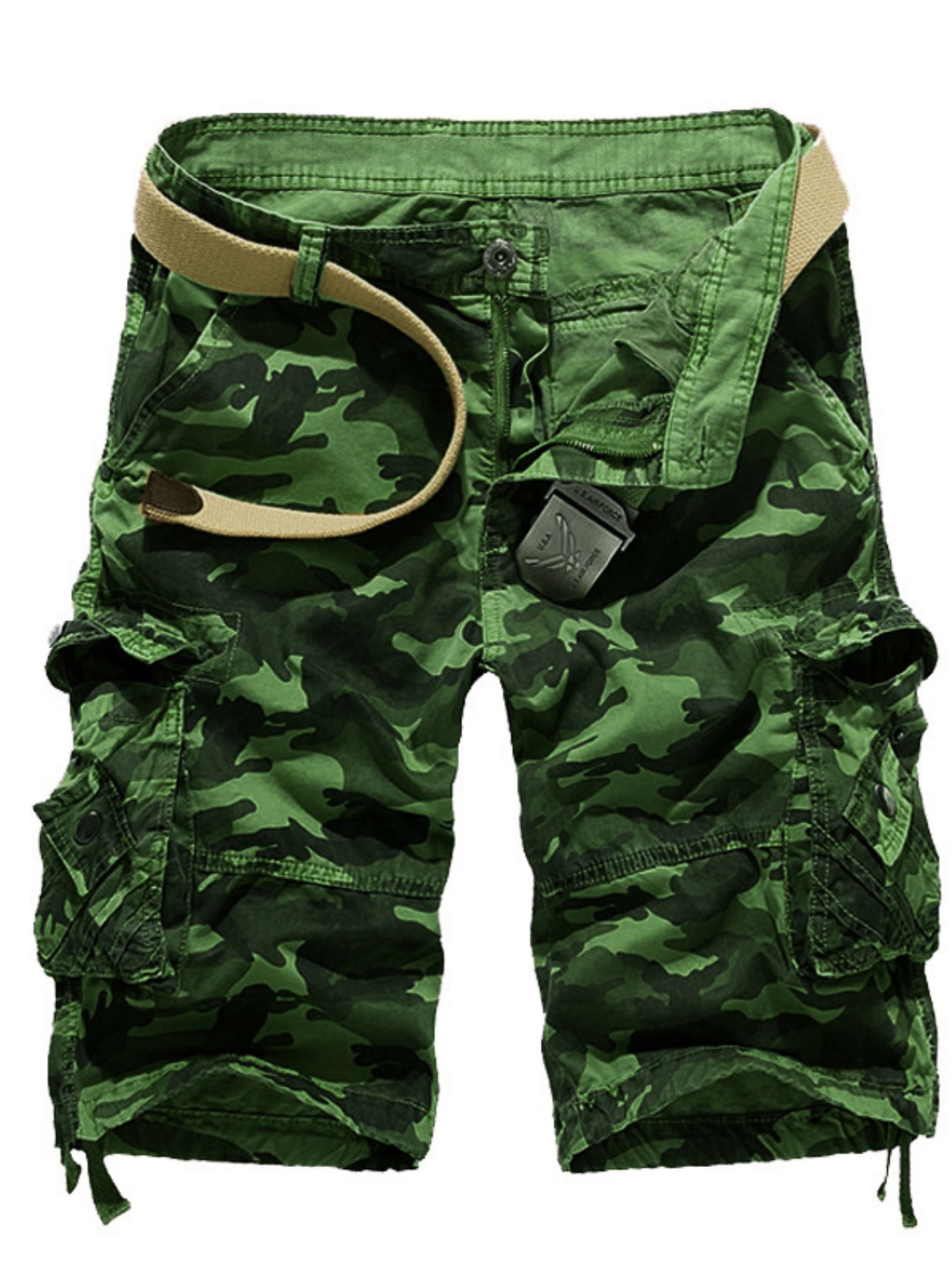 mens cargo shorts casual loose camouflage print 3 4 shorts with pockets for summer