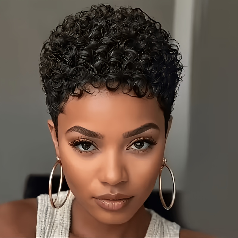 TEMU Perruque Bouclée Courte Chic Conçue pour Femmes et Hommes - Coupe Afro Crépus Bouclés de 4 Pouces, Adaptée à une Utilisation Quotidienne pour