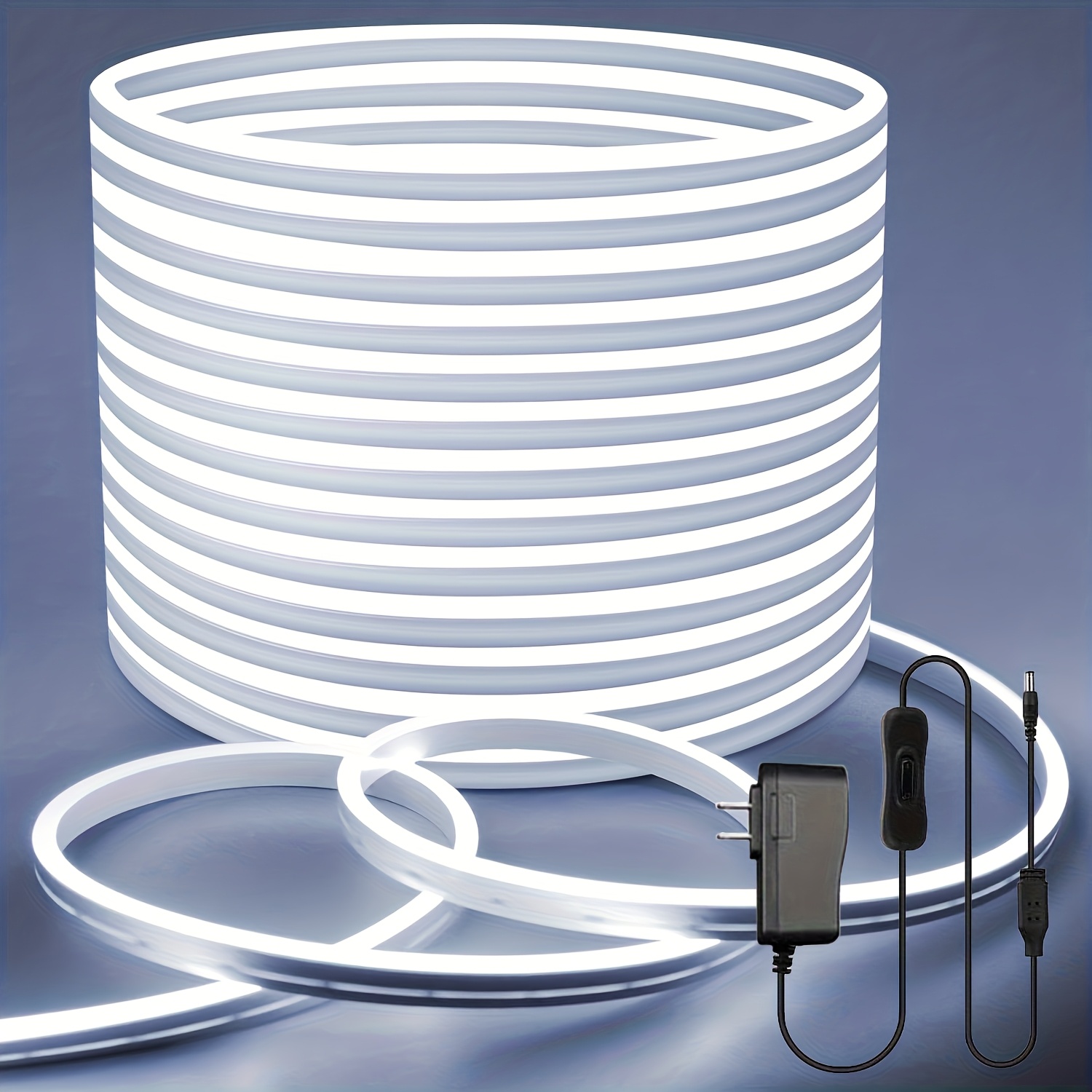 TEMU Neon Led Strip Lights 32.8ft/10m White/warm White//pink Waterproof Ip65 Flexible Led Light Strip Led Lights For Bedroom, Indoor & Outdoor, Power