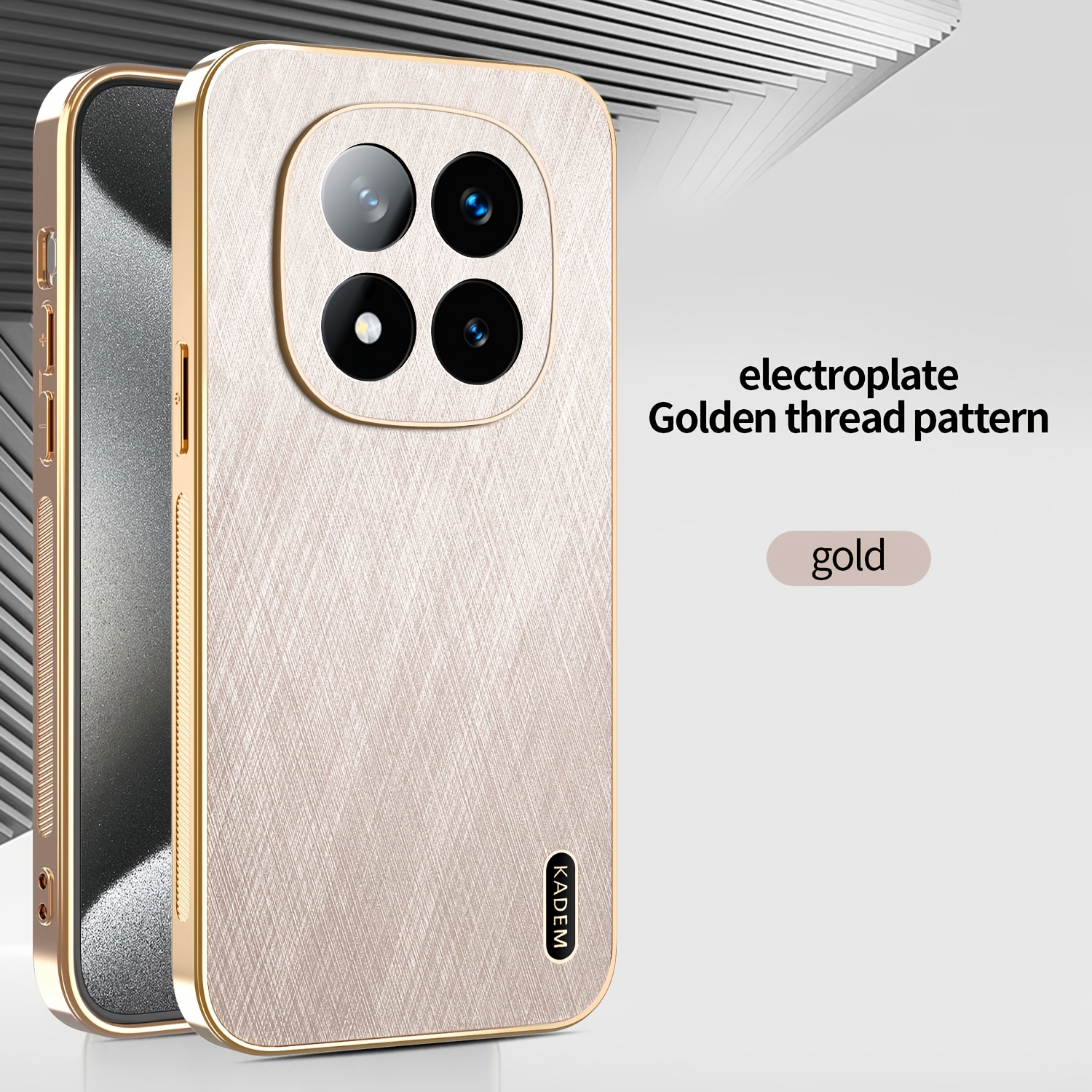 TEMU para Teléfono - Adecuada para Redmi Note 15 Pro 5G Redmi Note 15 5G Redmi Note 15 Pro de Hilo Dorado Estilo de Negocios para Hombres y Mujeres
