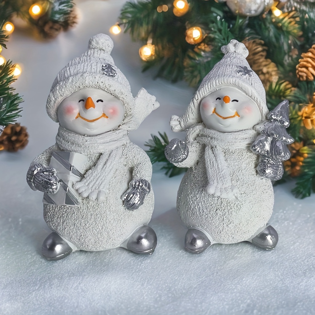 

1pc Classic Resin Snowman Figurine, Christmas Ornament, No Power Needed, Home & Kitchen Decor, Holiday Gift Idea