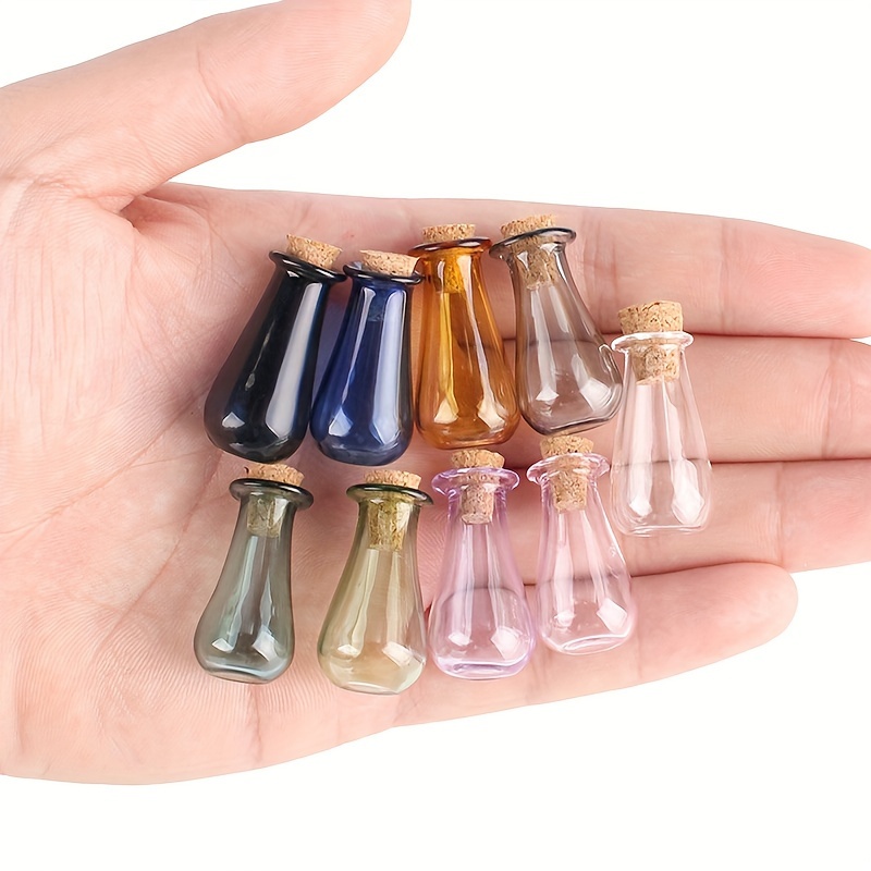 

Boho Style Decorative Mini Glass Bottles With Corks - Set Of 7, Hand Wash, Pvc Free, Round Wishing Drift Vials For Diy Jewelry, Car Perfume, And Home Decor