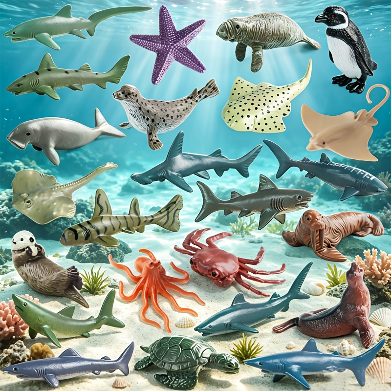 24pcs Mini Ocean Animal Model Set for Bath Play