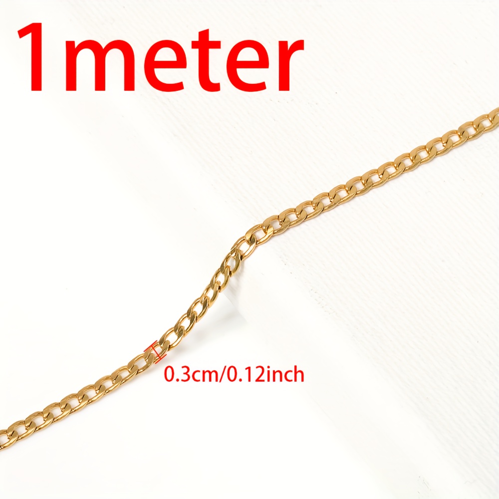 1 Meter Of Stylish Stainless Steel Flat Cuban Chain For Necklace And Bracelet Additions, Perfect For Bulk Chain Components