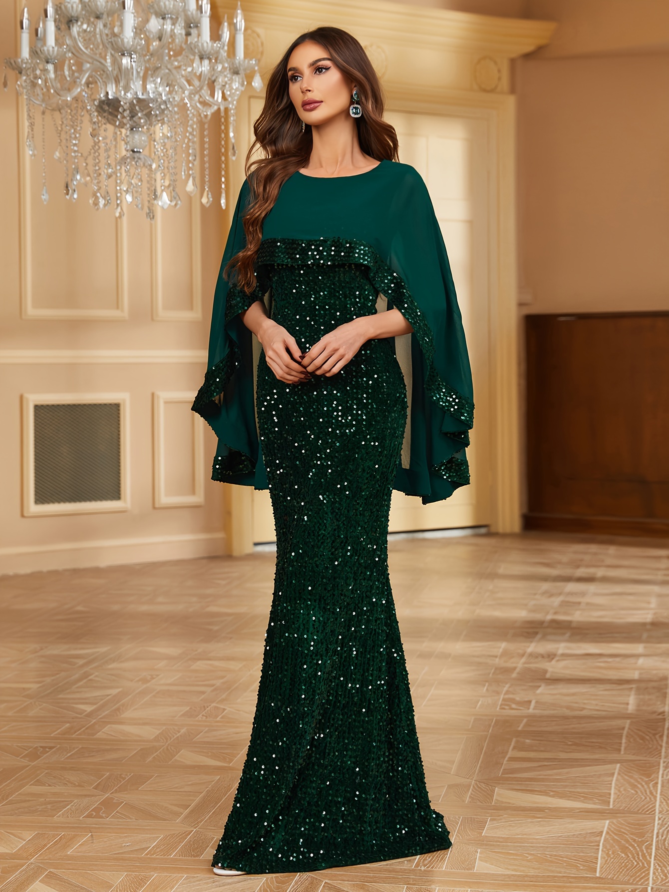 Sequined Shawl Dress, Family Gathering Birthday Party Dress, Elegant And  Fashionable Dress, Women'S Long Dress, Party Dress, 2025 New Style, Women'S  Evening Gown * Performance Dress, Bridesmaid Dress, ...