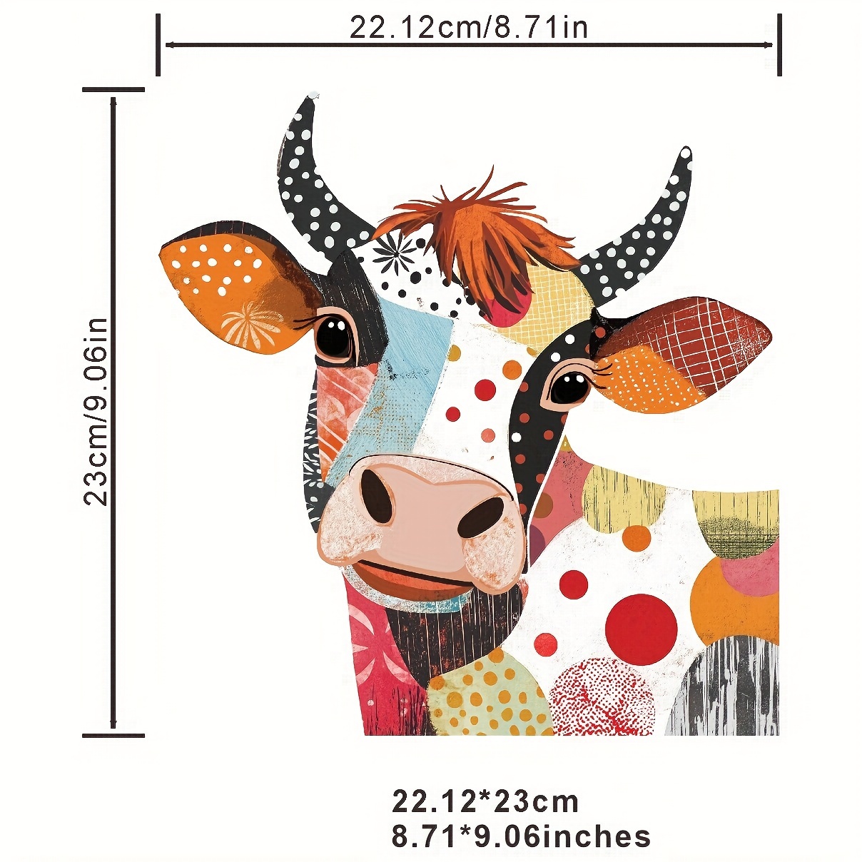 TEMU Pegatina termoadhesiva de transferencia de para planchar estilo tela de moda con de vaca y , diseño de transferencia lavable, adecuada para