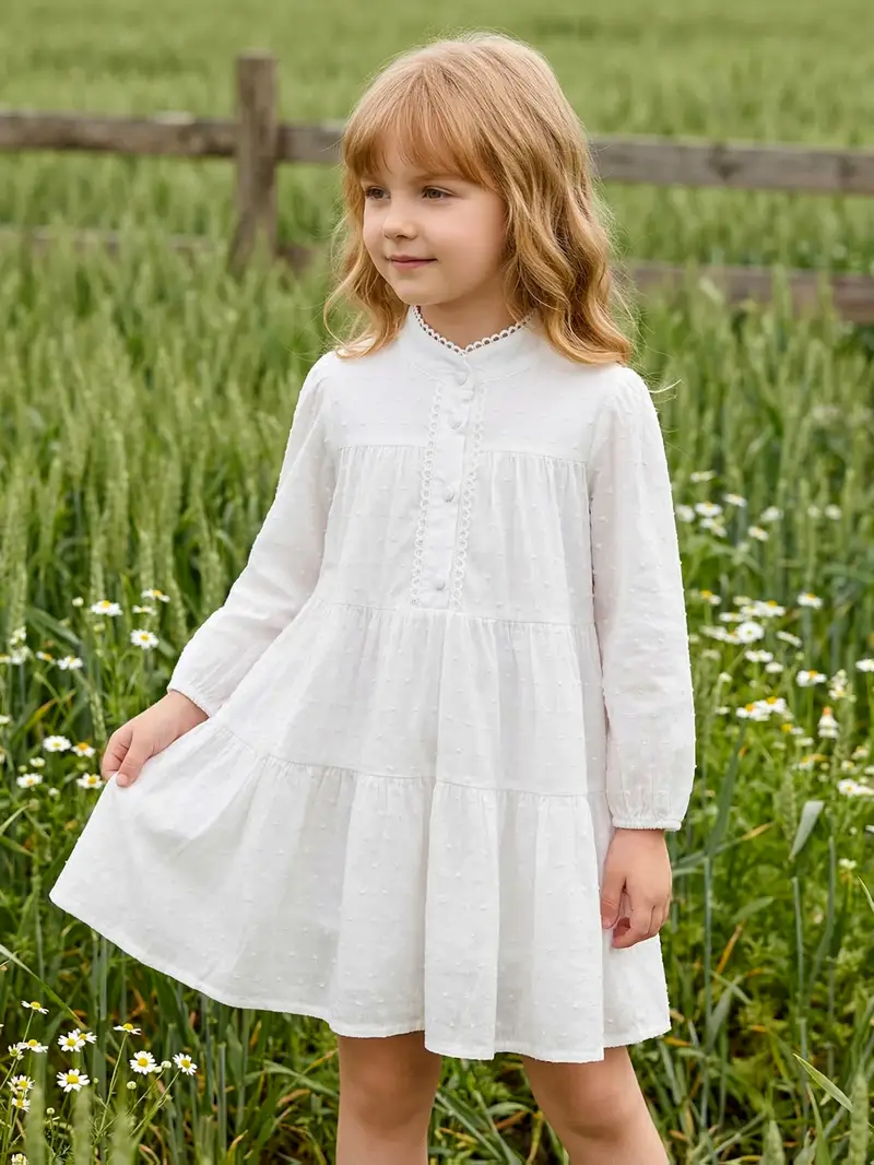 girls white winter dress Jkety Dresses for Girls Baby Girl Clothes Dress Plaid Ruffle Long Sleeve Dresses + Headband Cute Fall Winter Baby Dress White,0-3 Months