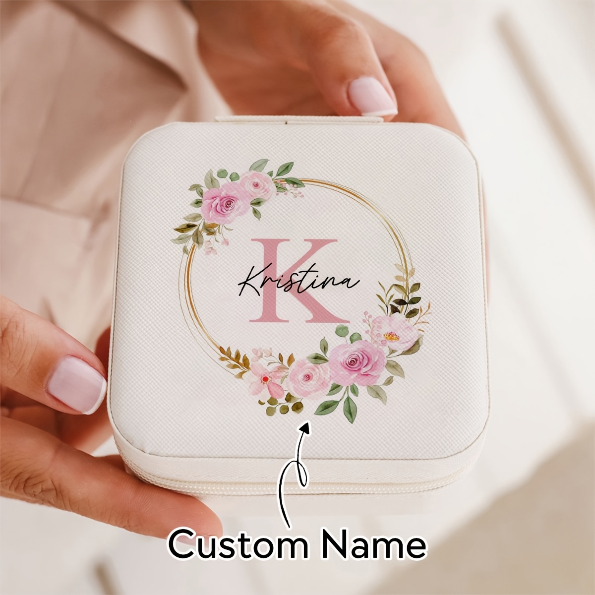 TEMU 1pc Custom Fashion Name Jewelry Box, Ring, Necklace, Earring Multi-grid Partition Storage Box, Women Portable Travel Jewelry Organizer, For