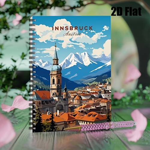 1pc 2d flat spiral notebooks city scenery a5 spiral notebook back to souvenir journal gift for students and office use ideal for back to student notebooks stationery