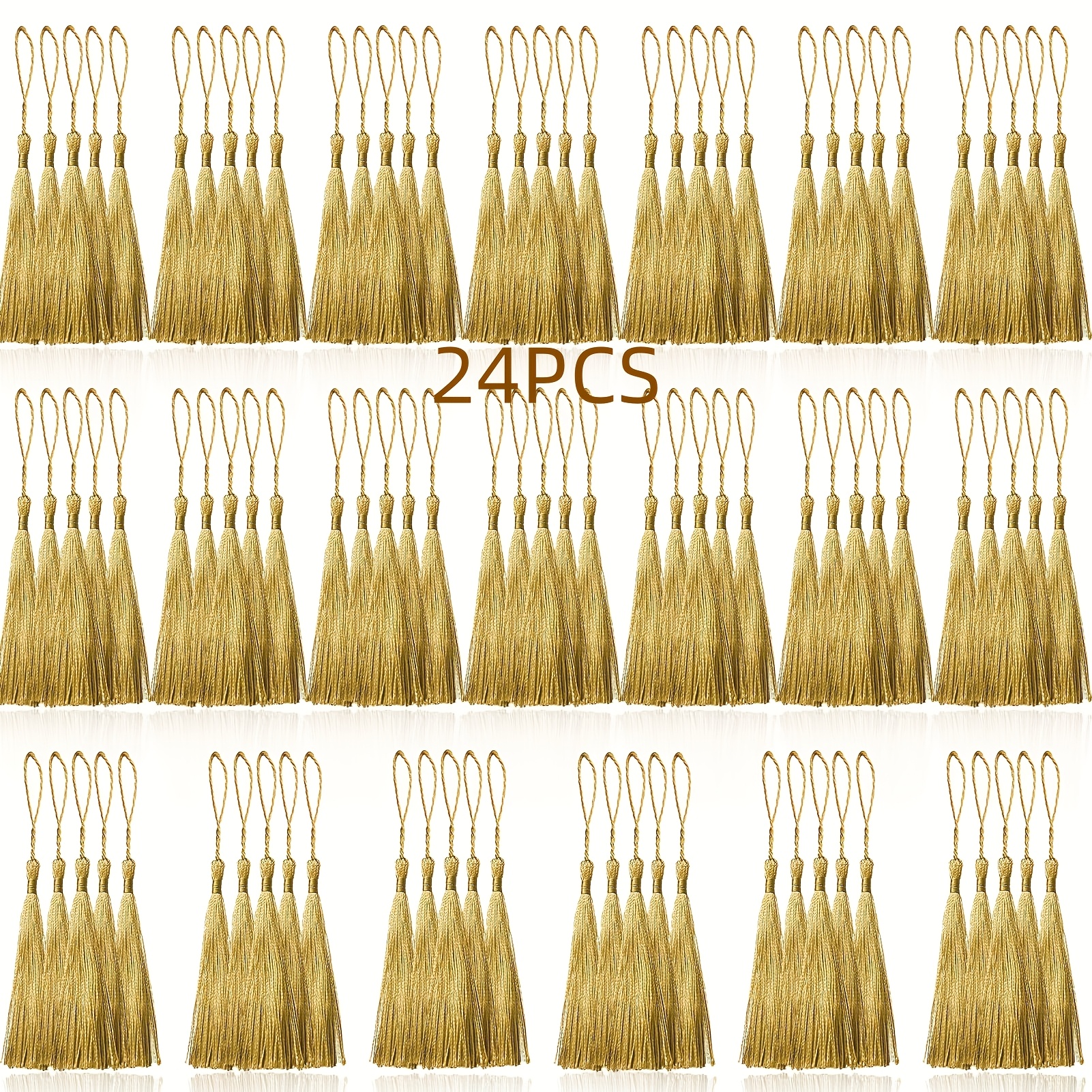 TEMU 24 mini anneaux à pompons - Pompons en polyester de 5 pouces, parfaits pour marque-pages, création de bijoux, artisanat - Décoration intérieure