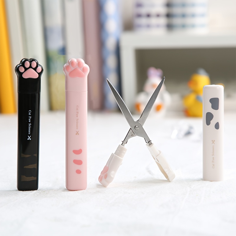 1 Pair of Cat Claw-Shaped Creative Cute Multi-Functional Stainless Steel Safety Scissors, Convenient Manual Cutting Tools for Back-to-School Use