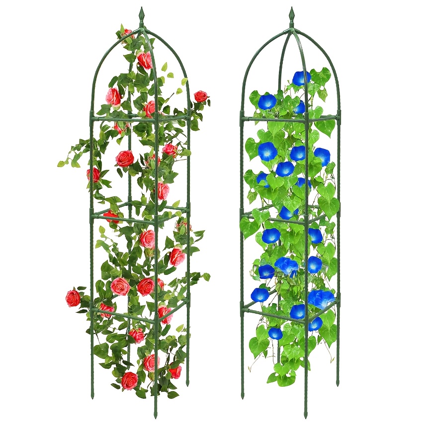 TEMU 2 Pack Trellis For Climbing Plants Outdoor, 67 In Garden Obelisk Trellis, Tall Rustproof Coated Metal Plant Support For Vine Jasmine Support