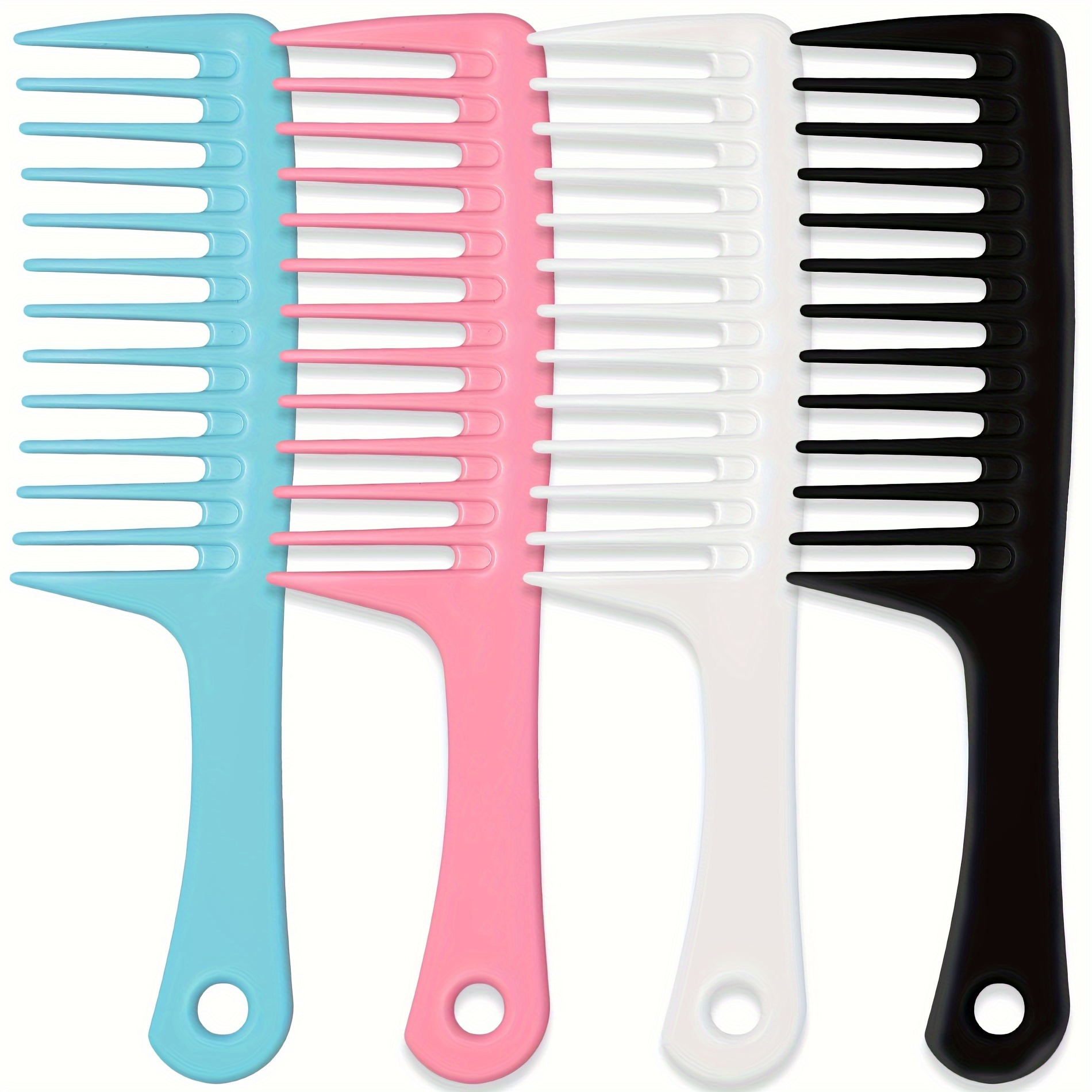 

4 Pack Wide Tooth Combs, Professional Hair Care Handle Combs, Suitable For Curly, Wet, And Long Hair