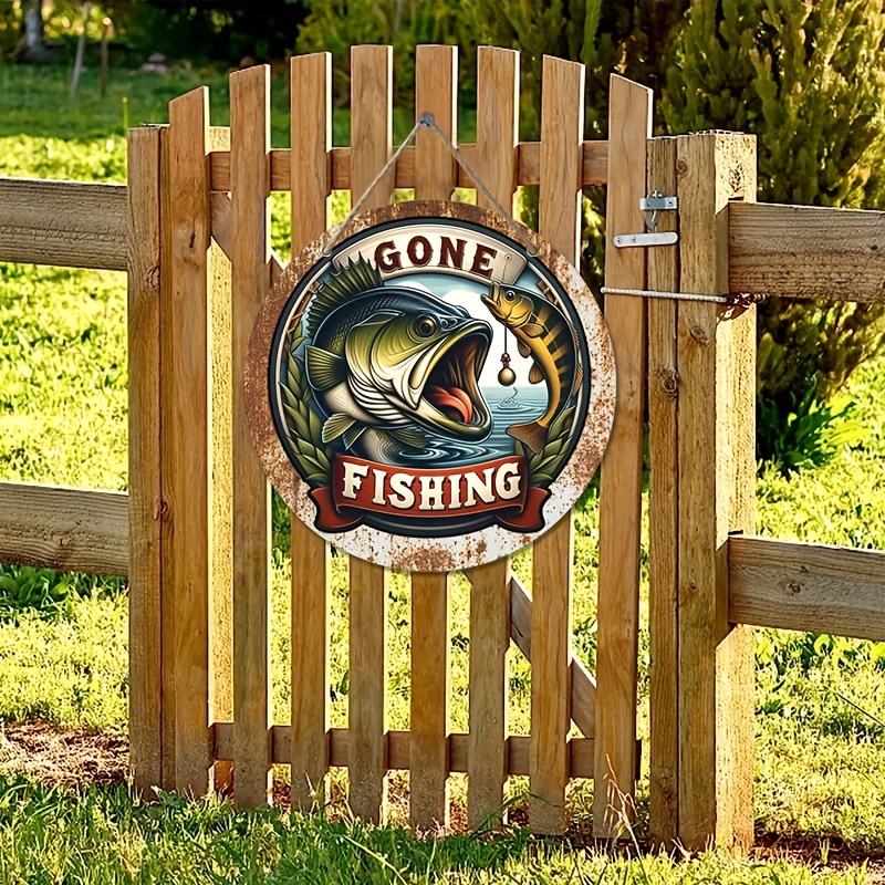 Funny Fishing Big Mouth Bass Fish Door Sign