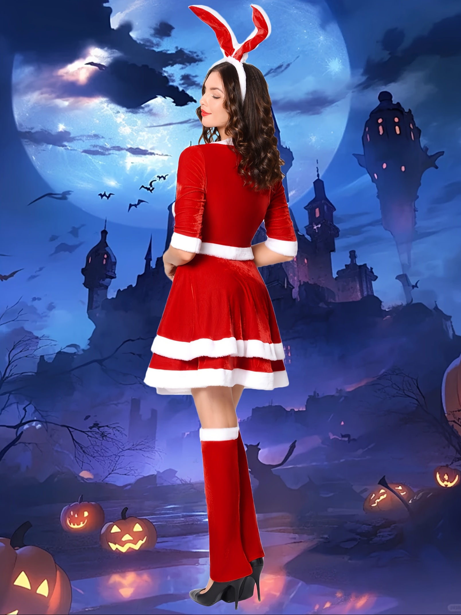 mrs claus costume women santa christmas costume velvet dress - Temu