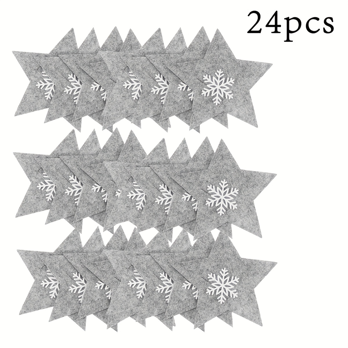 12pcs/24pcs Christmas Star Tableware Decorations, Felt Snowflake Knife , Table Decor Set, Holiday Placemats