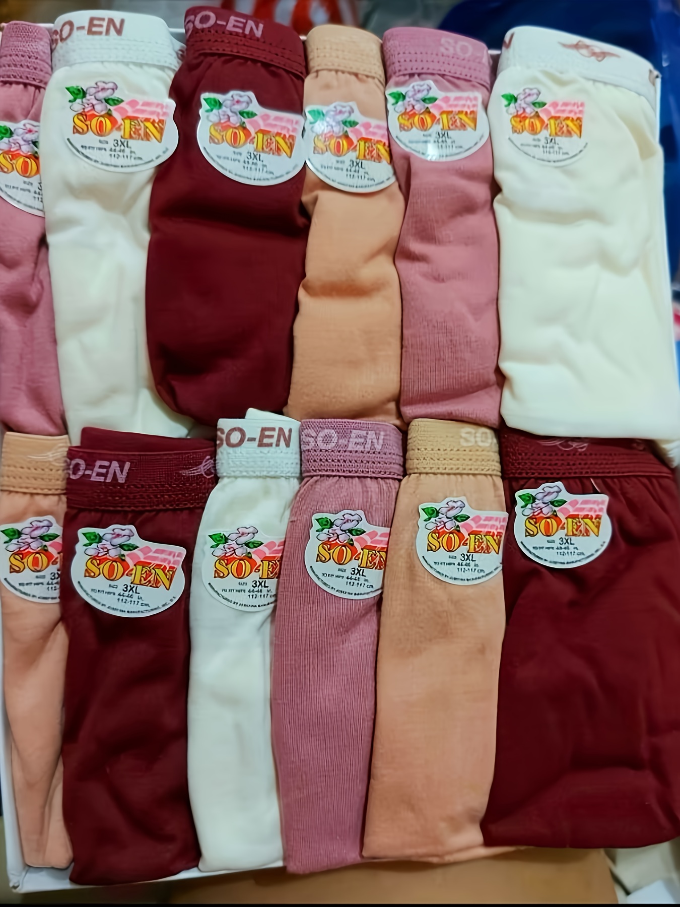 larawan ng item 6 na Piraso Panty na Plain Solid Color para sa Babae, Mid-Waist, Kumportable at Stretchy