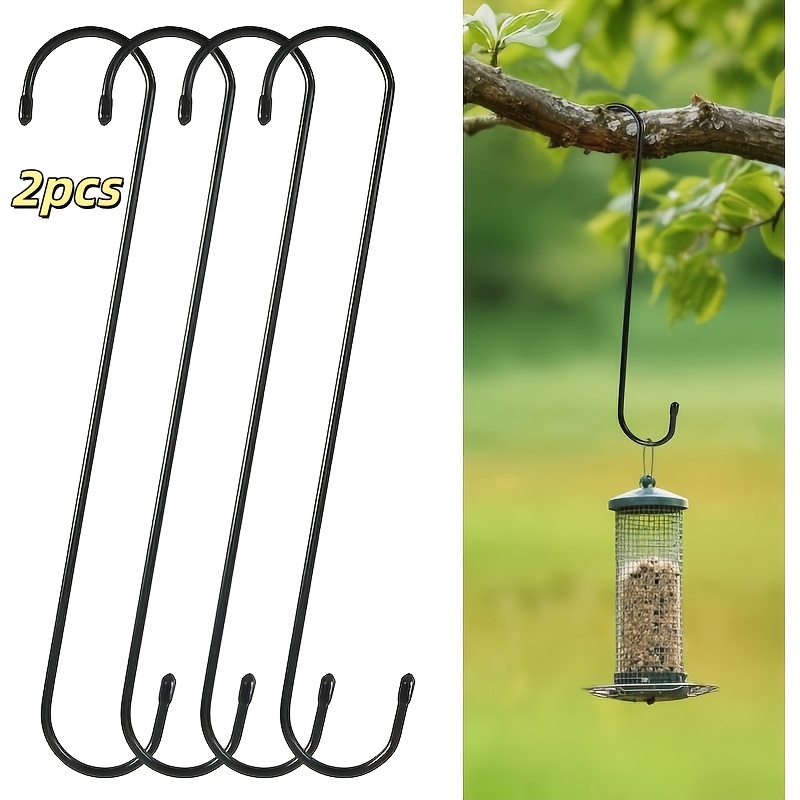 TEMU 16 Inch Large S Hooks For Hanging Plants, Black Metal Heavy Duty Long Hook For Hanging Bird Feeder, Bird House, Clothes, Wind Chimes, Flower