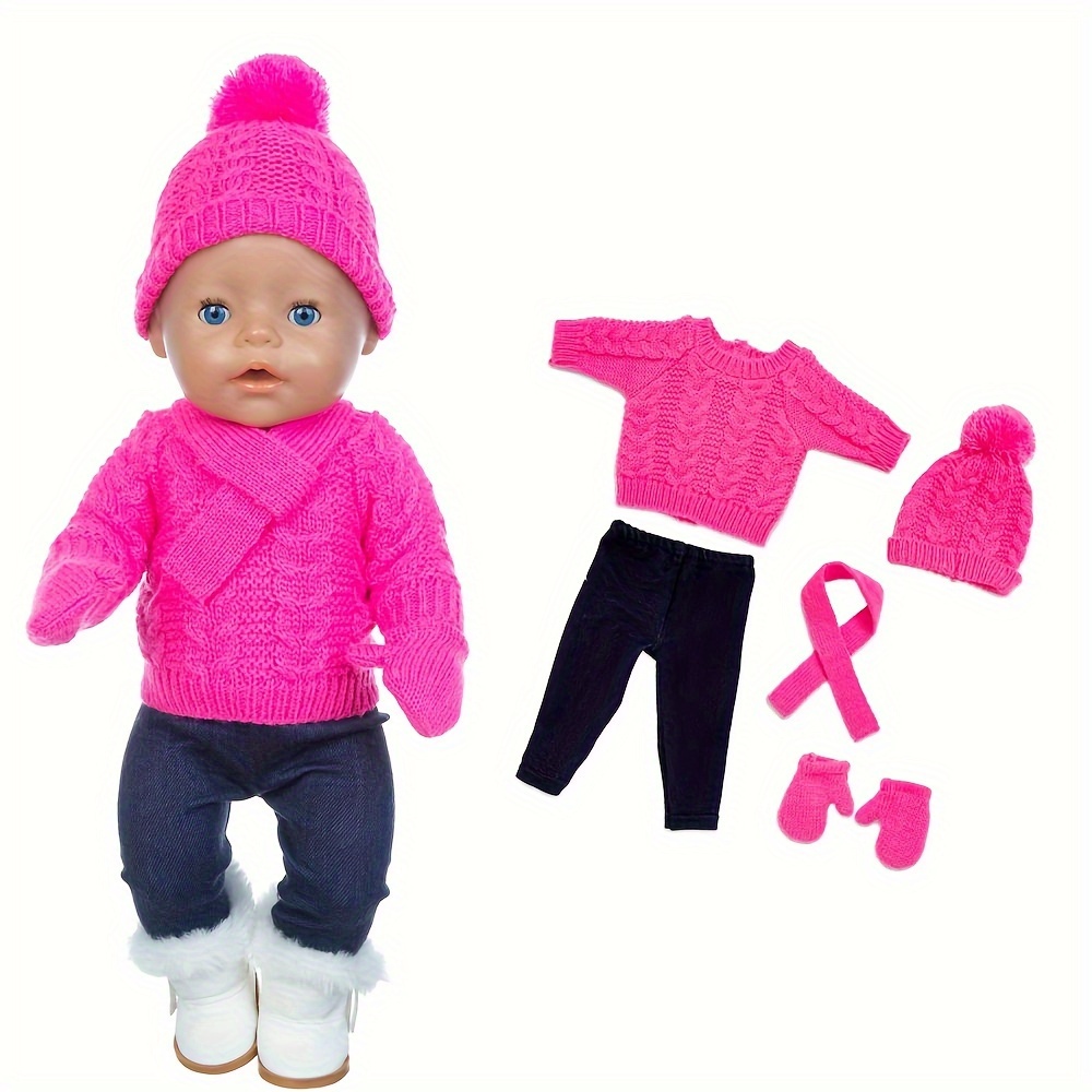 Tenue de vêtements 3 pièces pour poupées de 17 cm, adorables accessoires de poupée en peluche avec vêtements de créateur, chapeau, sacs à bandoulière, ensemble de style mignon pour fournitures de