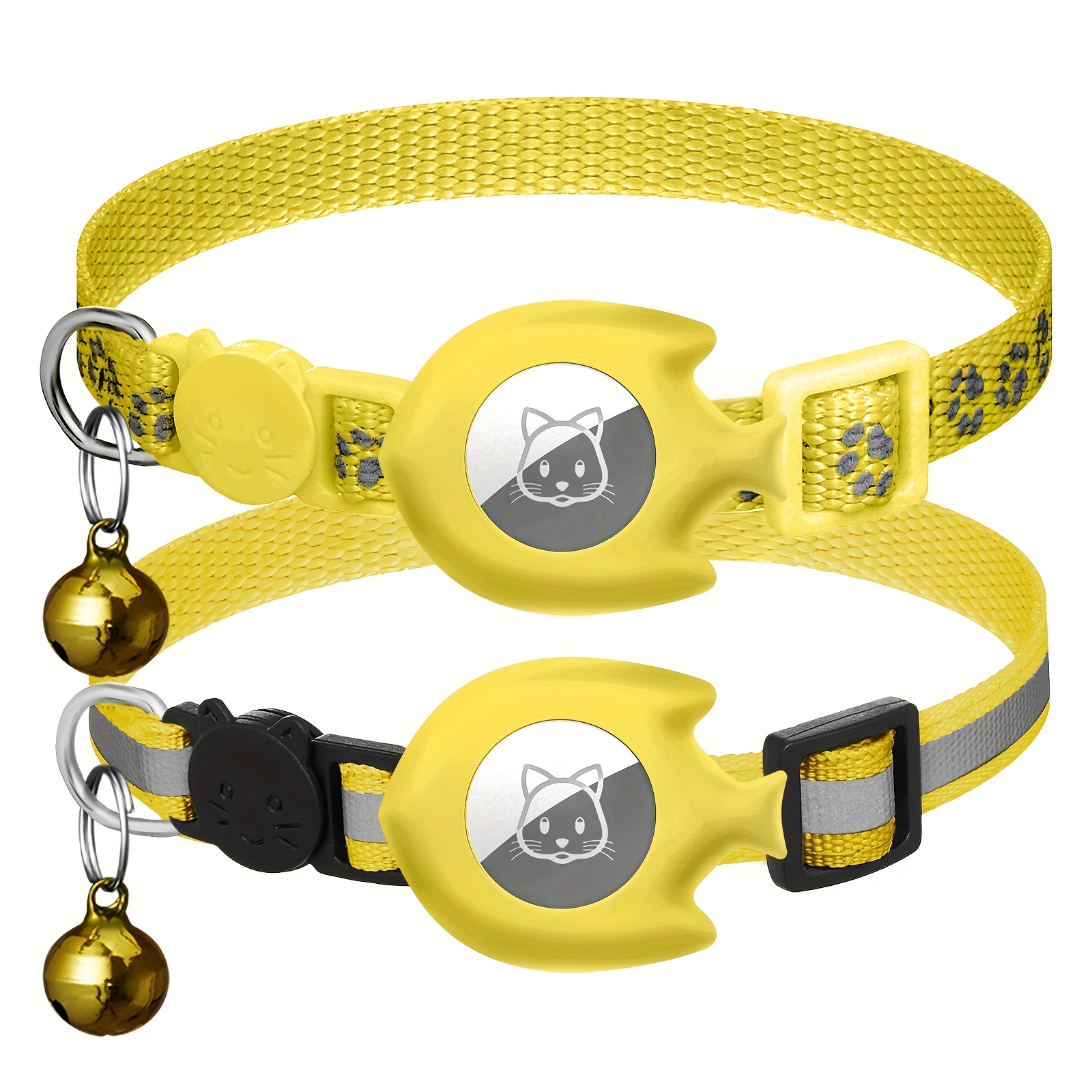 2pcs Cute Cat Collars, Fish-Shaped Holder Suitable for Airtag, Reflective, Breakaway, with Bell, Adjustable 17.78-30.48 cm, Safety Buckle, with Cat Collar Holder for Girl Boy Cats Pet Supplies, Gifts (Without Airtag), Without Battery - Image 14