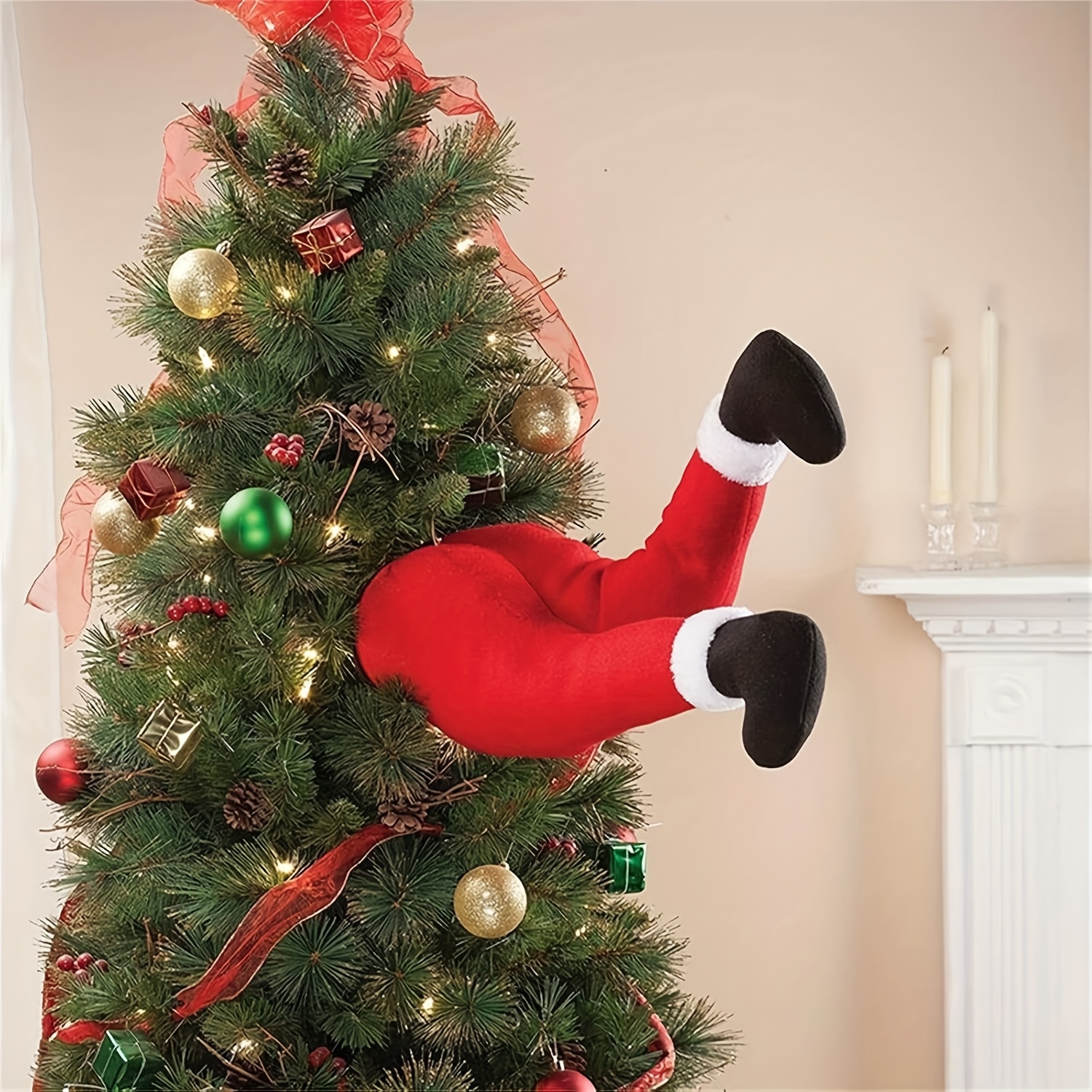 

Christmas Tree - Elf Leg For , Fireplace Hanging & Party Supplies