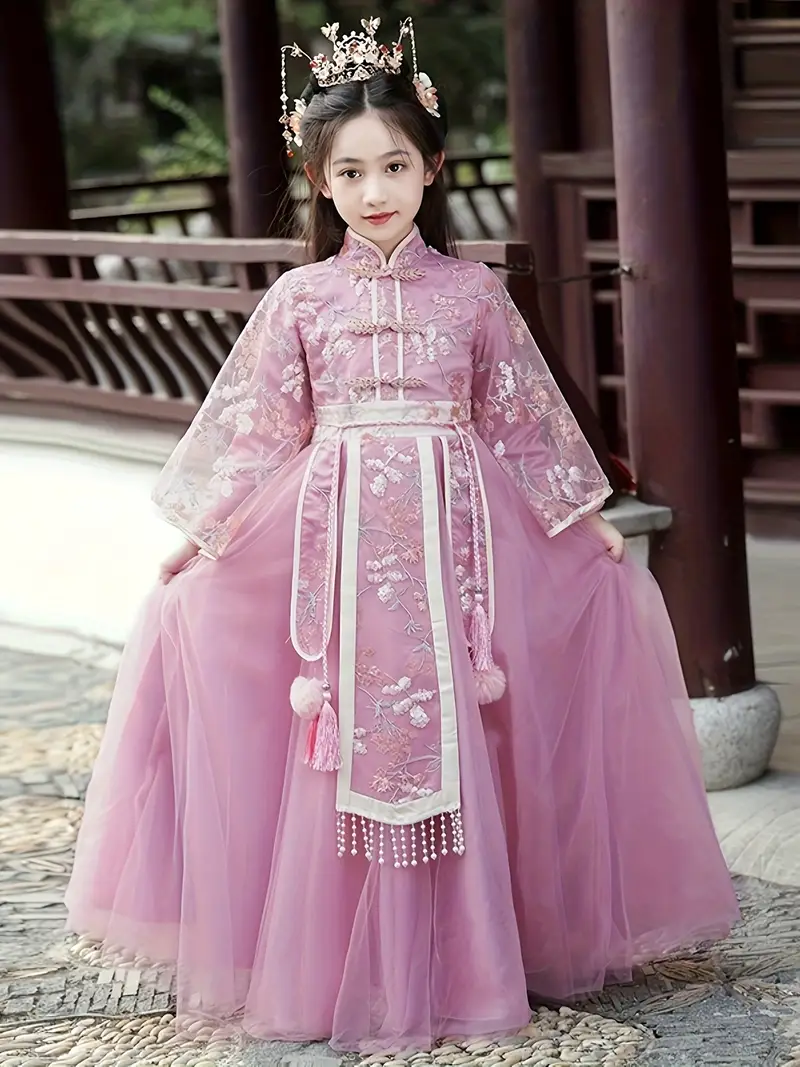 Spring Autumn Outfit Long Sleeve Hanfu Girls' Ancient Super Tang Suit Ruqun Spring Chinese Style Little Girl Spring Autumn Style Dress Spring Autumn Outfit Long Sleeve Hanfu Girls' Ancient Super Tang Suit Ruqun Spring Chinese Style Little Girl Spring Autumn Style Dress