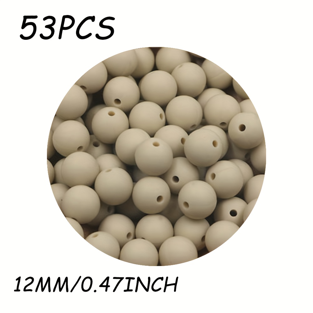 TEMU 53pcs, Assortiment de perles et de perles, Combinaison de perles en silicone de couleur unie de 12 mm, que des perles en silicone monochromes