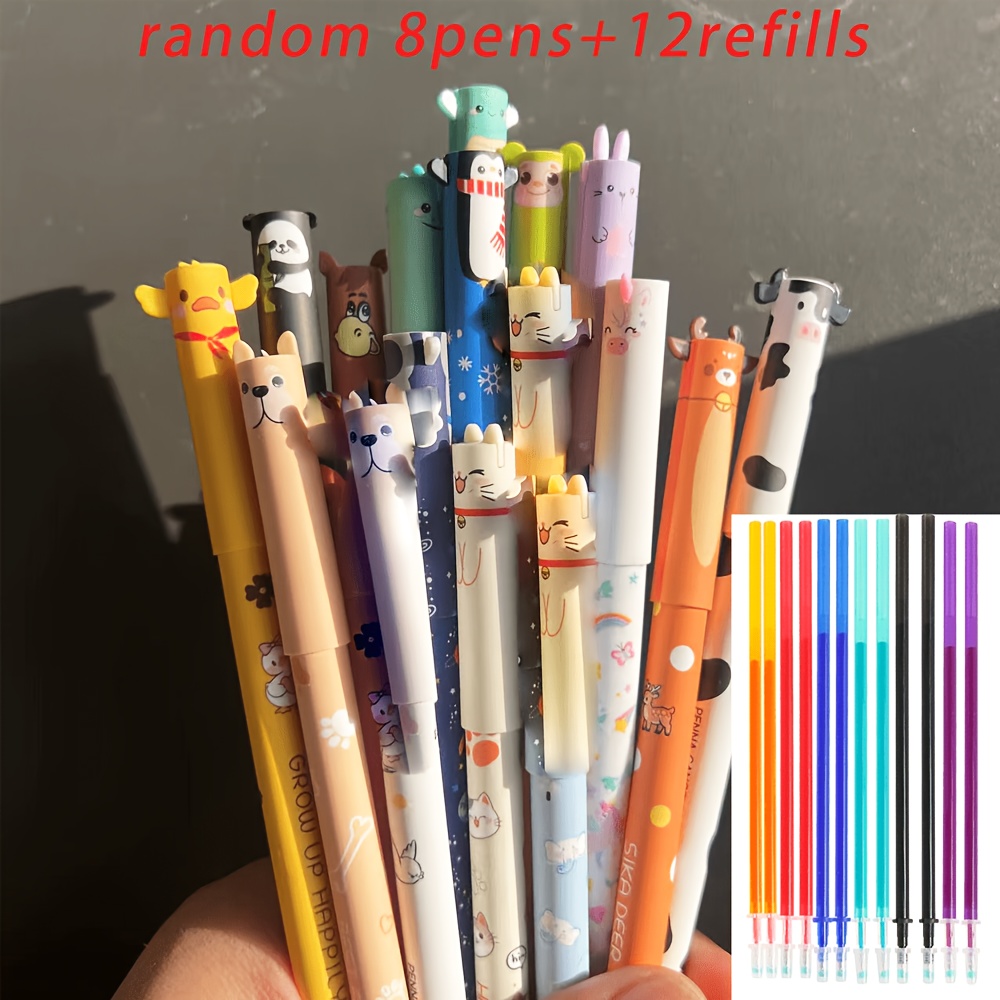 E-shop 20-teiliges Set mit radierbaren Stiften in Tierform, enthält 8 zufällige radierbare Stifte + 12 . Mit eingebauten thermischen Radiergummis für