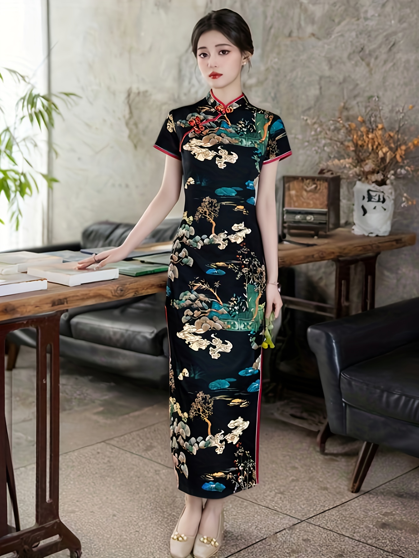 chinese collar dress sold on Temu United States