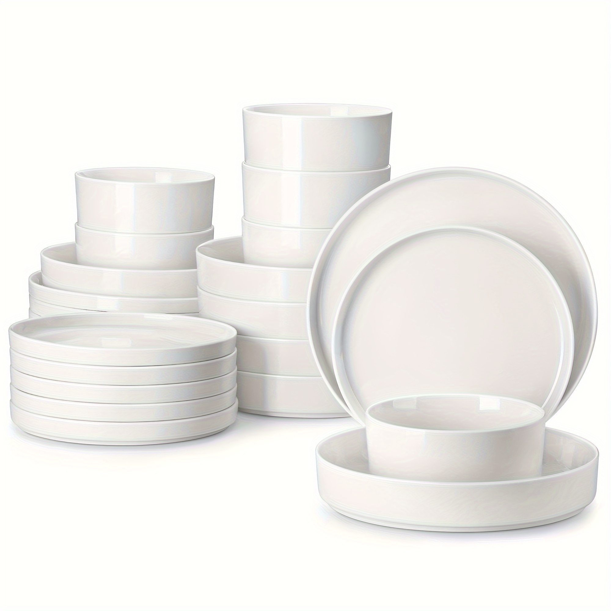 18pcs White Ceramic Plate Sets Stoneware Dinner Set Elegant Dinnerware With 6pcs Dinner Plate/dessert Plate/soup Plate/bowl For 6 People