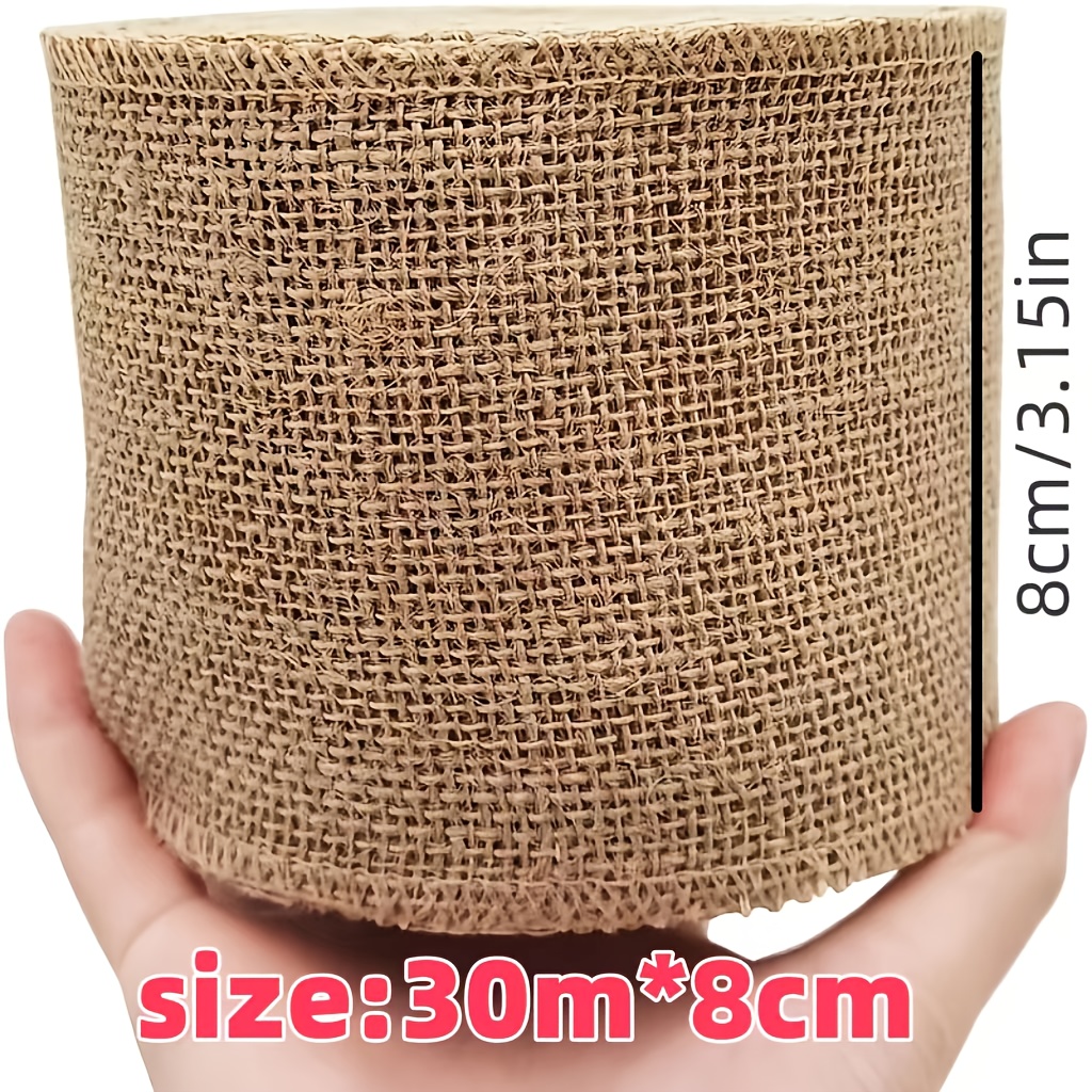 E-shop 30/15 Meter langes, 8 cm breites Natur-Jute-Stoffband – -Spitze Geschenkverpackung Weihnachten Vintage Hochzeit Tischläufer Tischdecke, beige