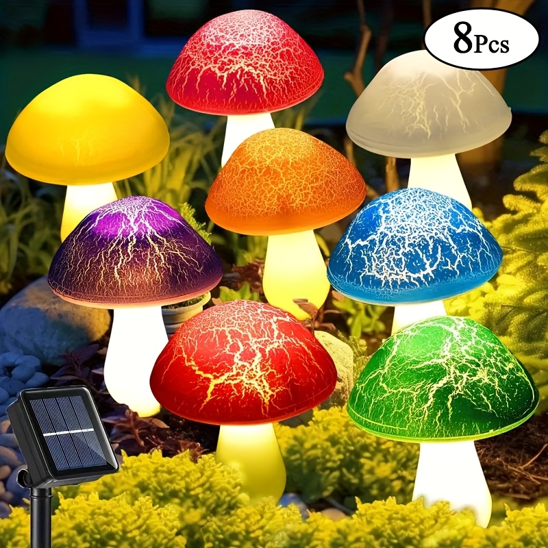 TEMU Solar Outdoor Lights, Cute Garden Mushroom Outdoor Decorative Pile String Lights, Solar Outdoor Lights, Ip65 Rating, With 8 Lights And 8 , Light