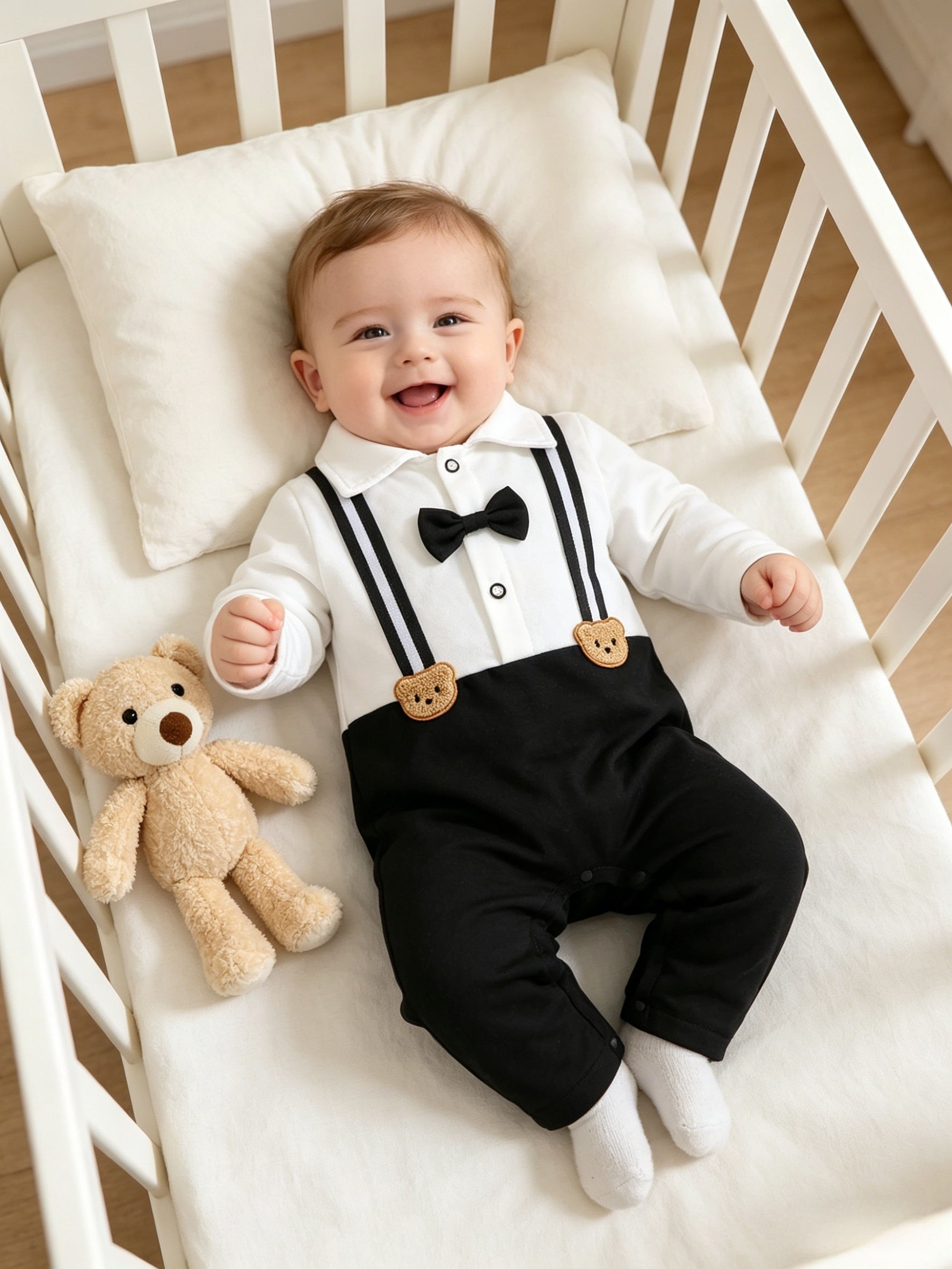 baby boy birthday dressing style childrens gentleman formal bodysuit boys first Bow tie