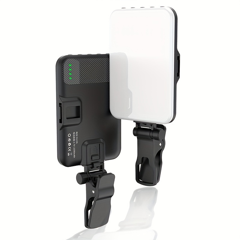 

Lumière LED pour selfie portable avec pince pour téléphone, lumière de remplissage rechargeable 2200mAh, IRC 97+, 3 modes d'éclairage pour téléphone, pour iPhone, webcam, photo, maquillage