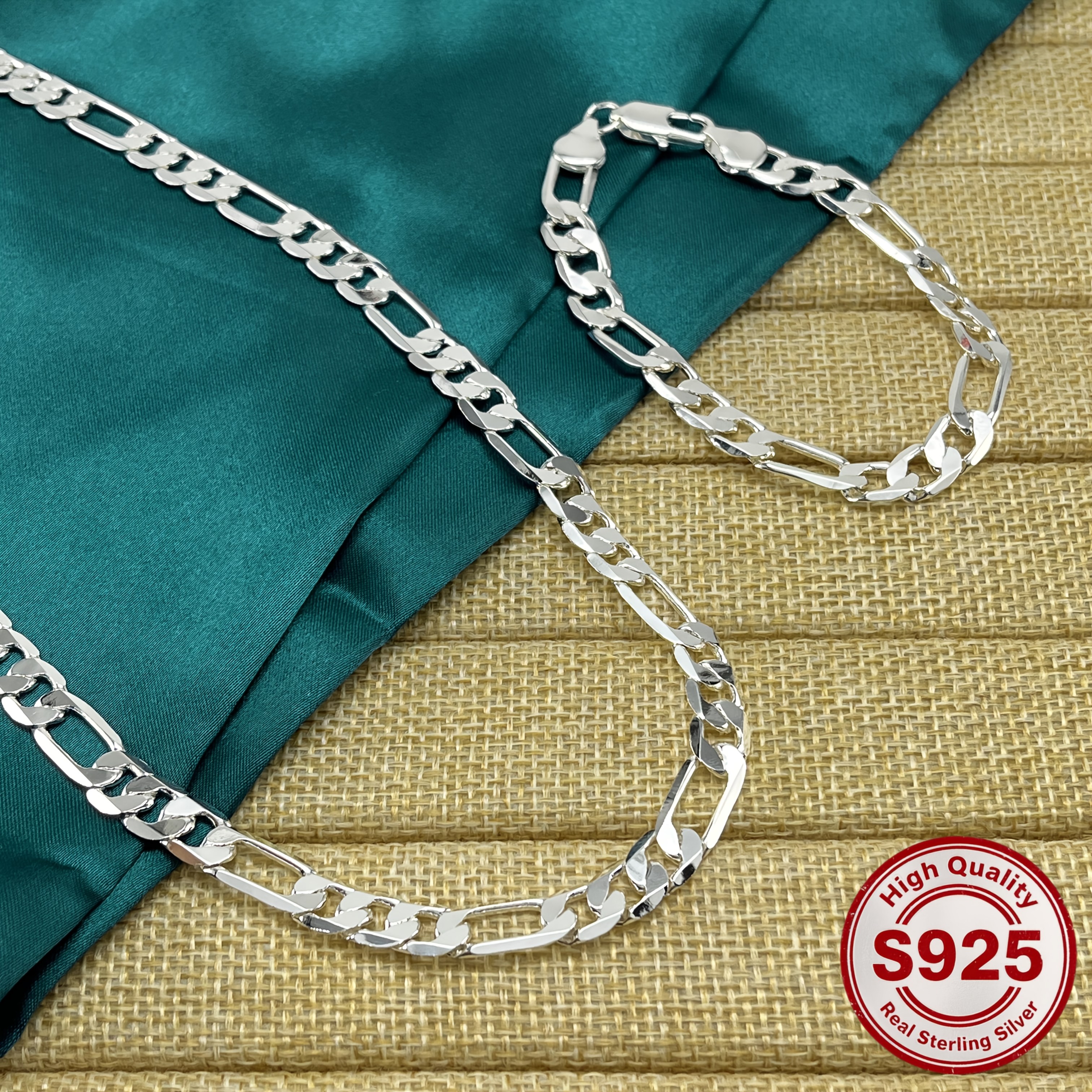 TEMU 925 Sterling Silver, Necklace Bracelet Combination, Style Optional, Fashion Minimalist, Perfect For Gift , The Perfect Valentine's Day Gift, 8mm