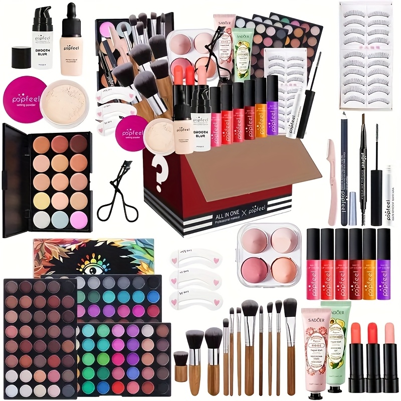 mothers day present all in one makeup set with concealer body lotion eyebrow pencil mascara lip gloss lipstick eyeliner makeup sponge and brush   for holidays and special occasions ideal for mothers day makeup sets