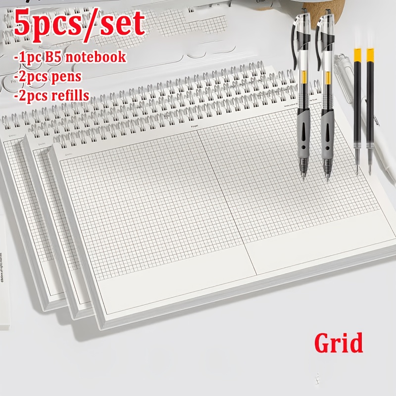 TEMU Cuaderno de con abatible tamaño B5 + 2 + 2 de repuesto - Papel con páginas de índice, cubierta mate, páginas interiores rayadas. Adecuado para