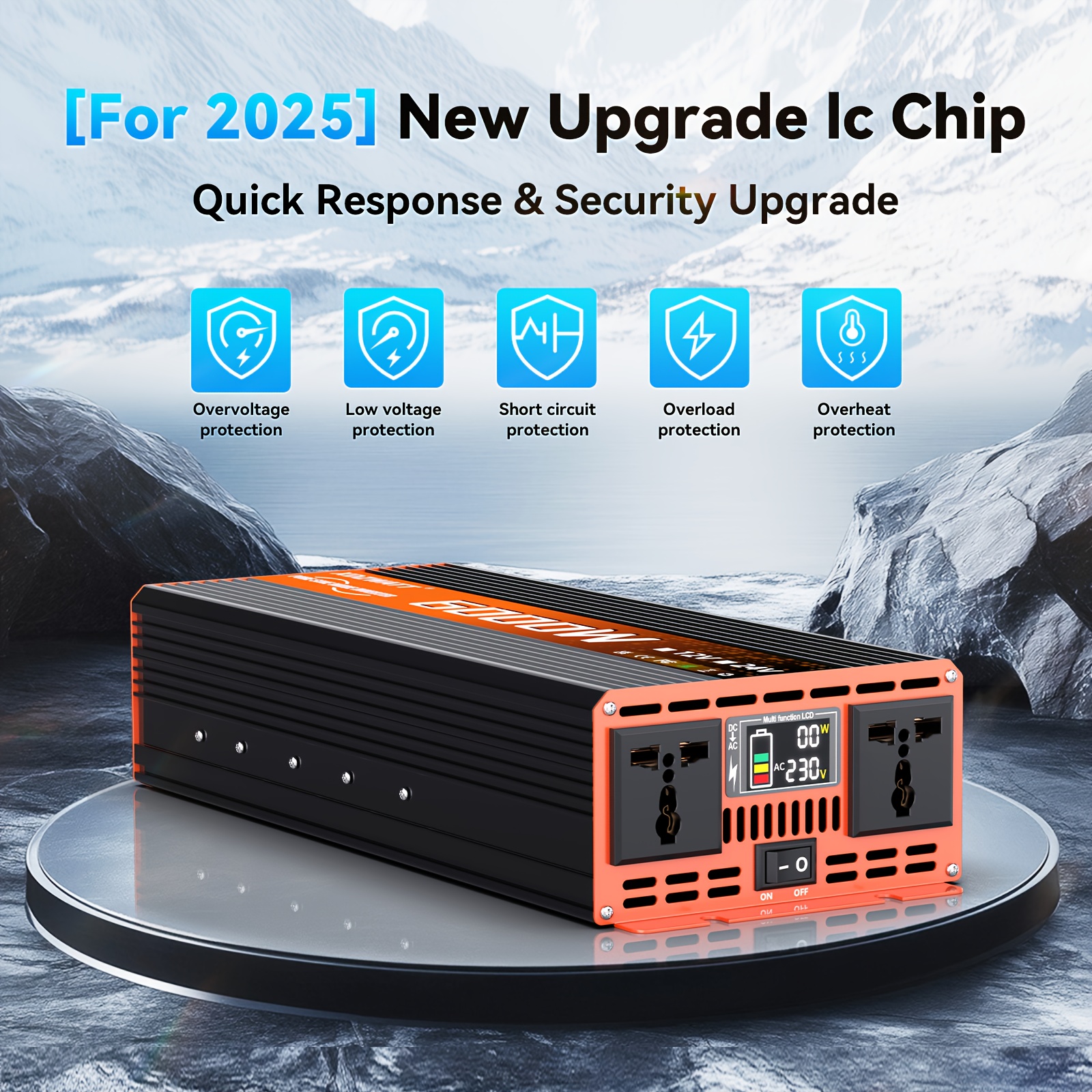 FLAMEZUM 6000W Pure Sine Wave Power Inverter - Heavy-Duty 12V DC to 230V AC Converter with Pure Sine Wave Output, Overload & Short Circuit Protection, Compact Design for RV, Car, Truck, Camping, Emergency Backup, Home, Boat - Compatible with 12V DC Systems, Rv Power Supply, Efficient Cooling System, Durable Construction, Rv Owners, Portable Energy Generator, Power Bank For Car Use Korean Type V Large Capacity, Portable Power Station, Solar Inverter, Hybrid Inverter, Pure Sine Wave