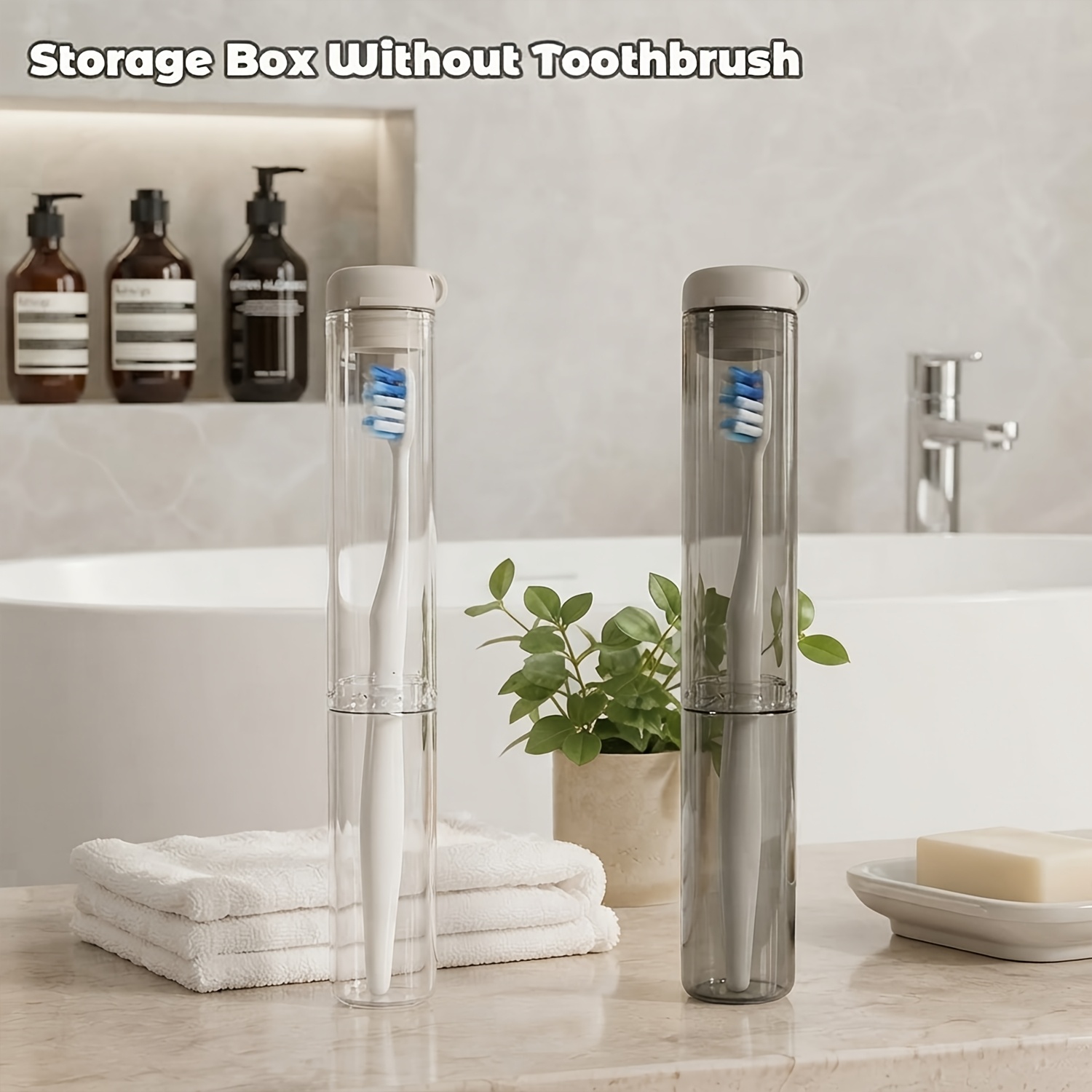TEMU Lot de 2 étuis de voyage portables pour brosse à dents, tube de rangement transparent pour brosse à dents, ventilée -poussière, idéal pour les