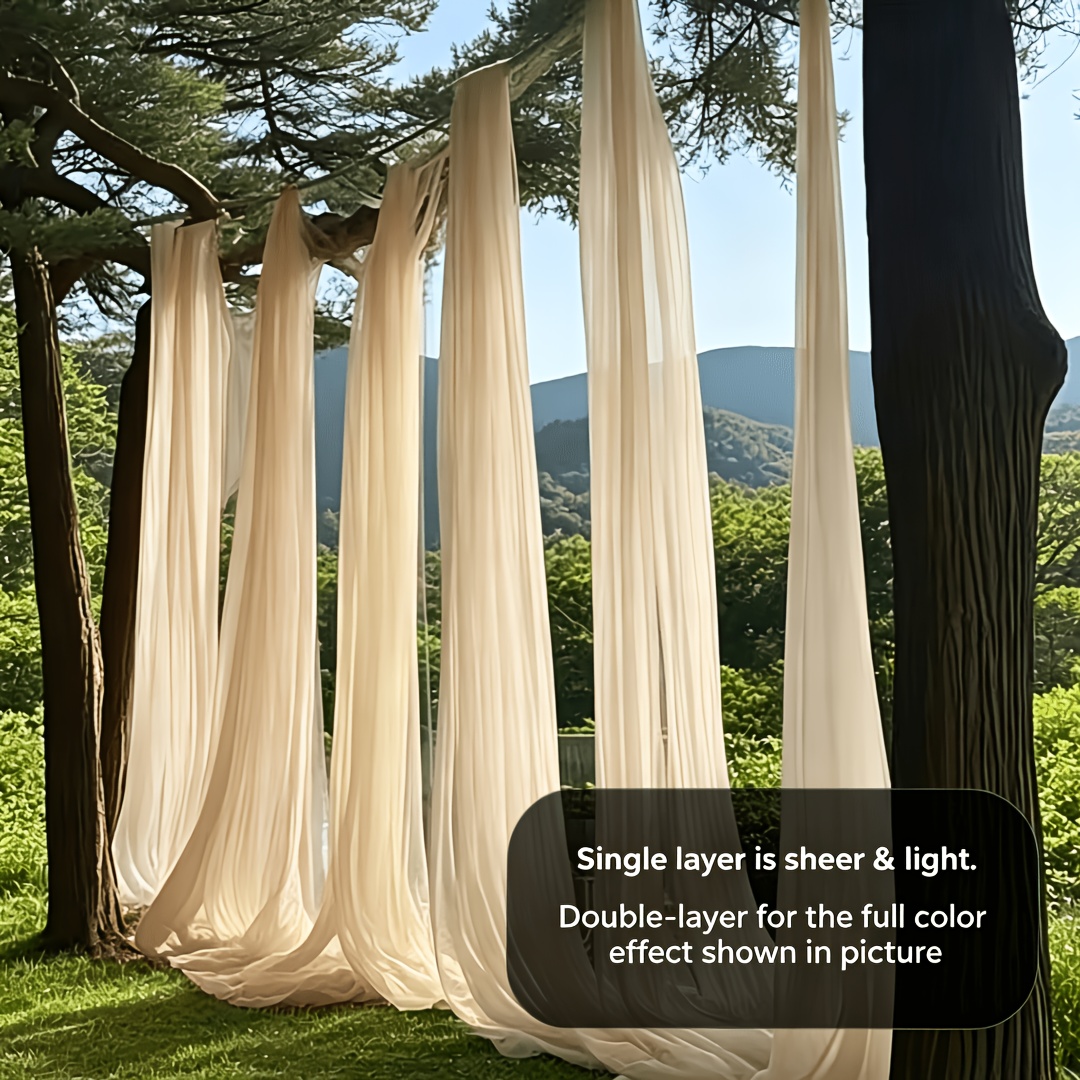 TEMU Photography Backdrop 2pcs Set Of White, Blue, Pink, Purple, Green, Beige, Black, And Yellow Sheer Curtains - Elegant High-quality Nylon Tulle