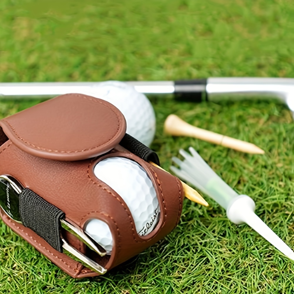pu leather golf ball bag golf waist bag multifunctional golf accessories bag details 2
