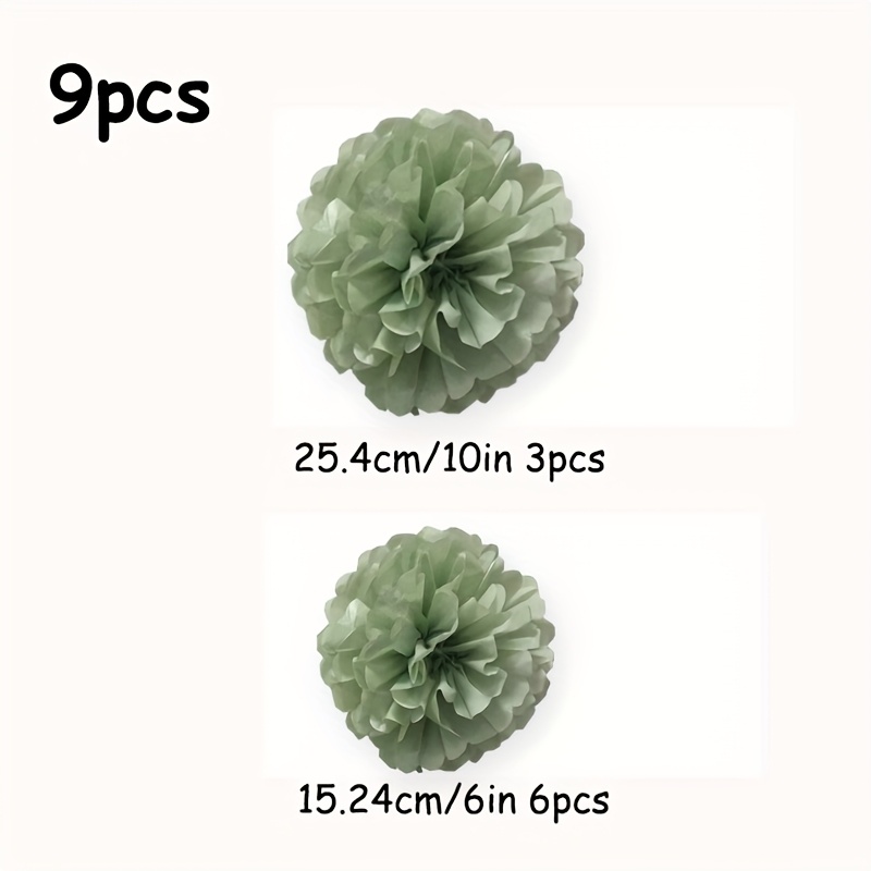 9pcs Green Paper Flower Balls - Elegant Wedding & Party Decorations, Perfect For Birthdays, Anniversaries, And Festivals, Adds Touch To Table Settings And Event Backdrops, Wedding Table Decorations