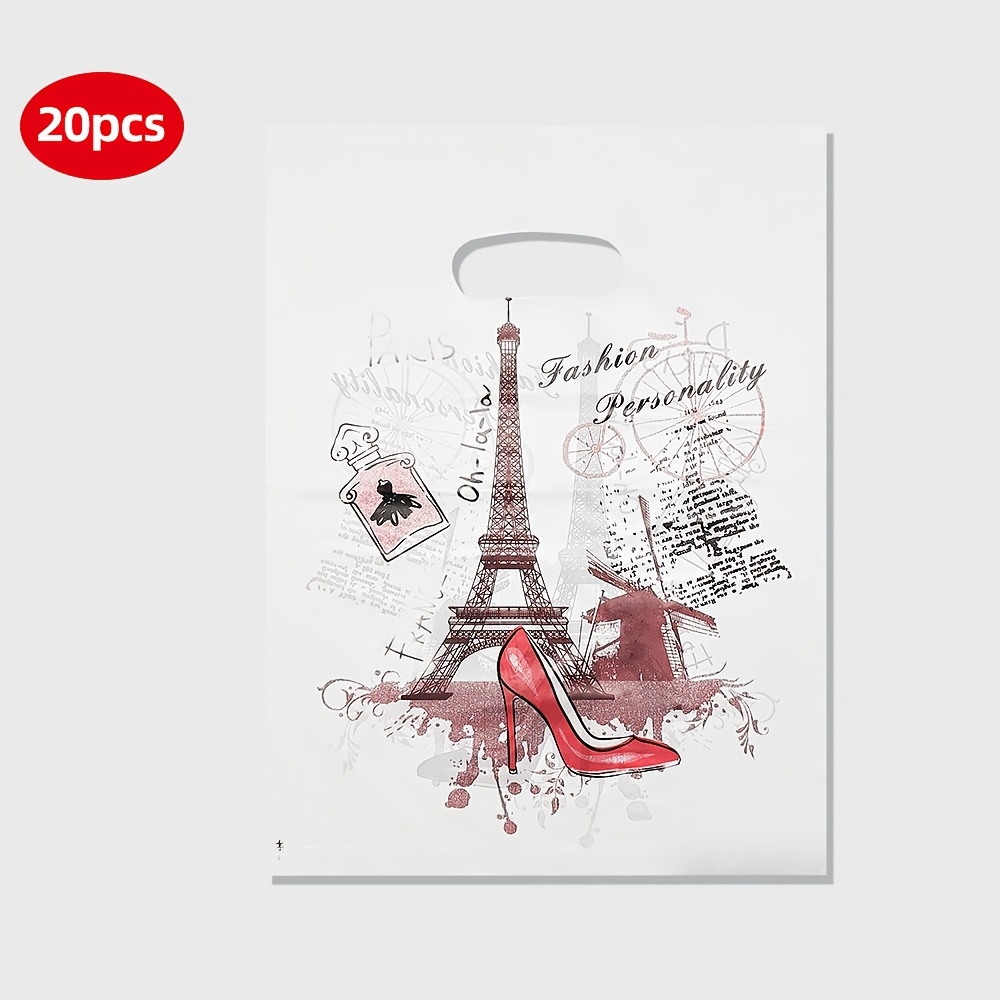 20pcs Red High Heels Pylon Pattern Gift Bags | Reusable Plastic Tote Bags For Ladies Shopping